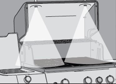 A grill with lights on

Description automatically generated